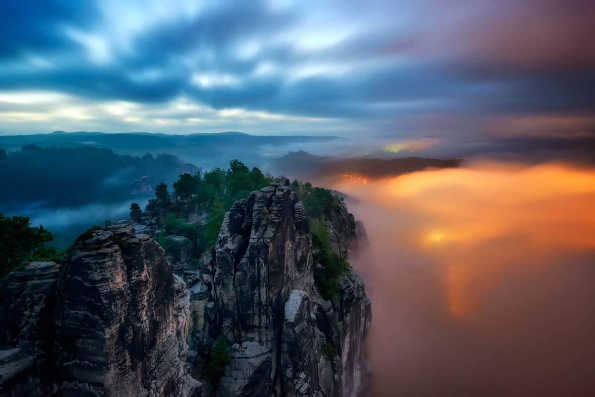 Bastei Bridge Night View Saxon Switzerland