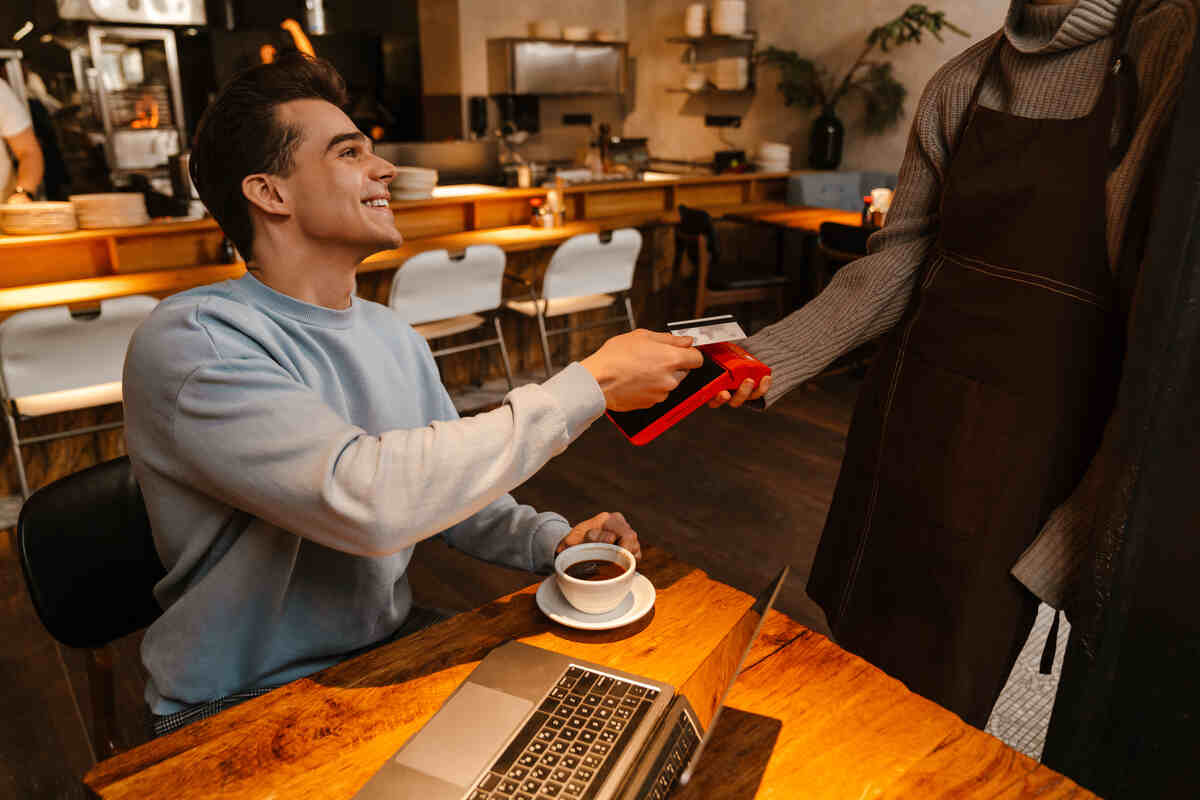 customer paying using the card