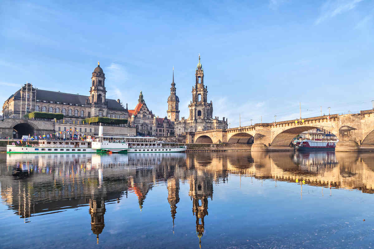 Dresden Skyline and Augustus Bridge