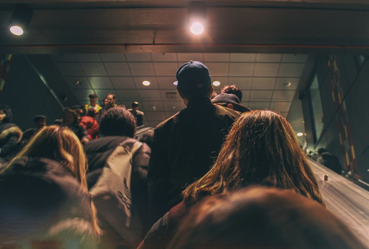 people at the train station